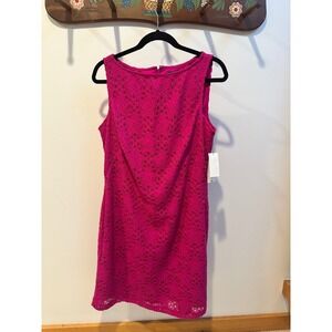 American Living Magenta Pink Floral Lace Sleeveless Sheath Dress Size 14 New NWT